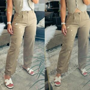 Women's High-Rise Straight Leg Linen Cargo Pants - A
New Day™ Brown 4